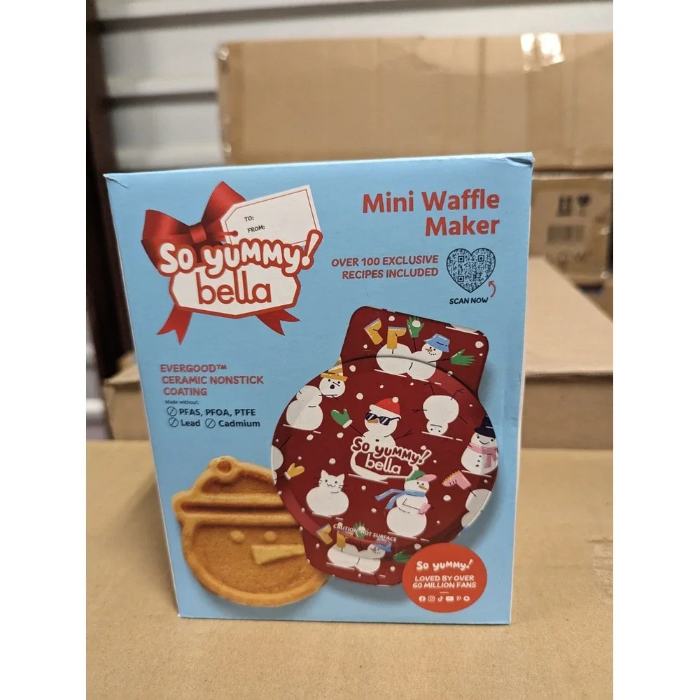 Bella Mini Waffle Maker‎ Christmas SNOWMAN Design, Multicolor, Holiday Edition